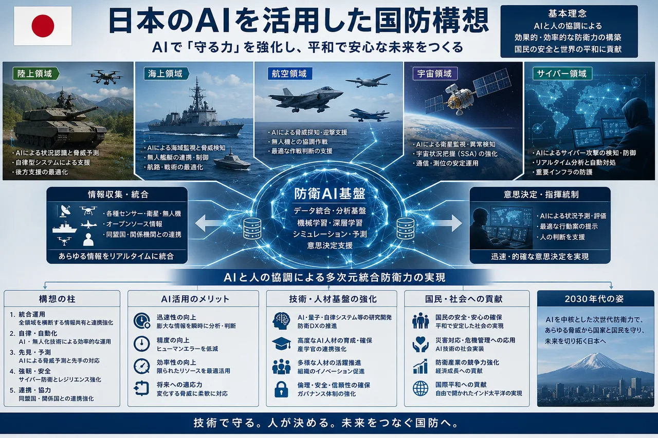 中央で光る半導体チップを、各国の国旗（日本を含む）を背に研究者たちが囲む、先端半導体をめぐる競争のイメージ